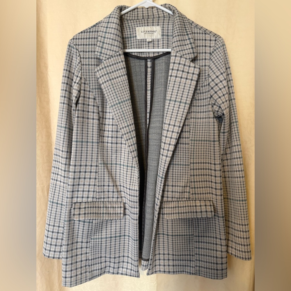 Liverpool Boyfriend Blazer with Princess Darts in a Plaid Pattern,Women’s Medium